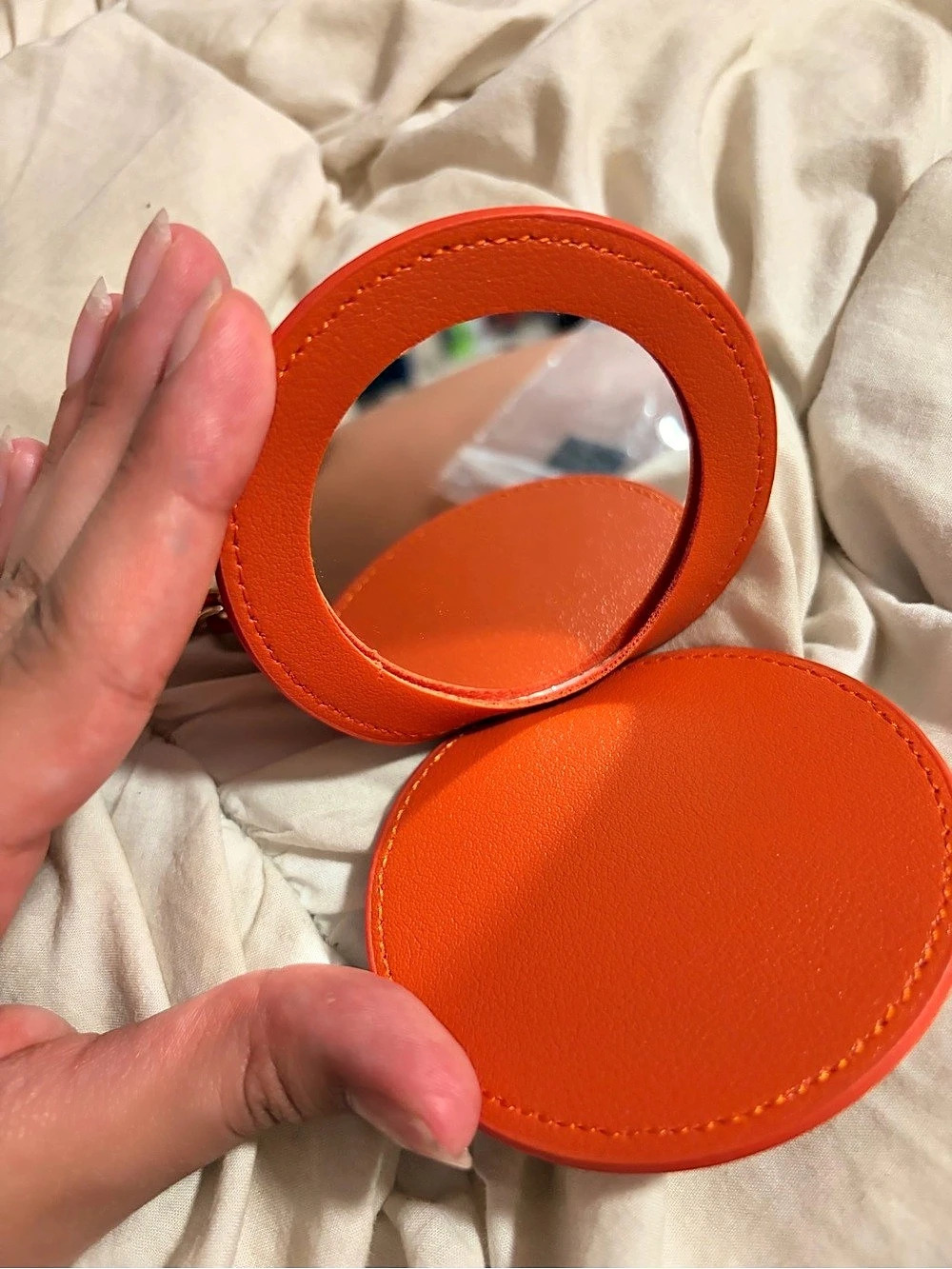 Round Orange Mirror Keychain